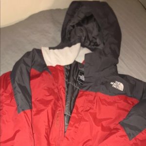 Boys Youth XL Red & Grey North Face Winter Jacket